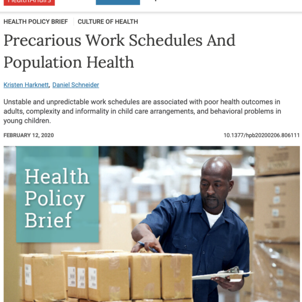 Precarious Work Schedules And Population Health